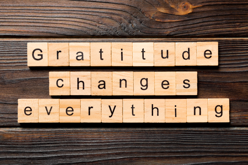 Gratitude changes everything word written on wood block